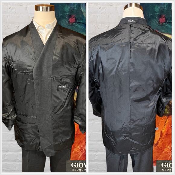 Georgio Giovanno Mens 46R 38x30 Gray Nailhead 2-Piece Classic Suit - Picture 5 of 16